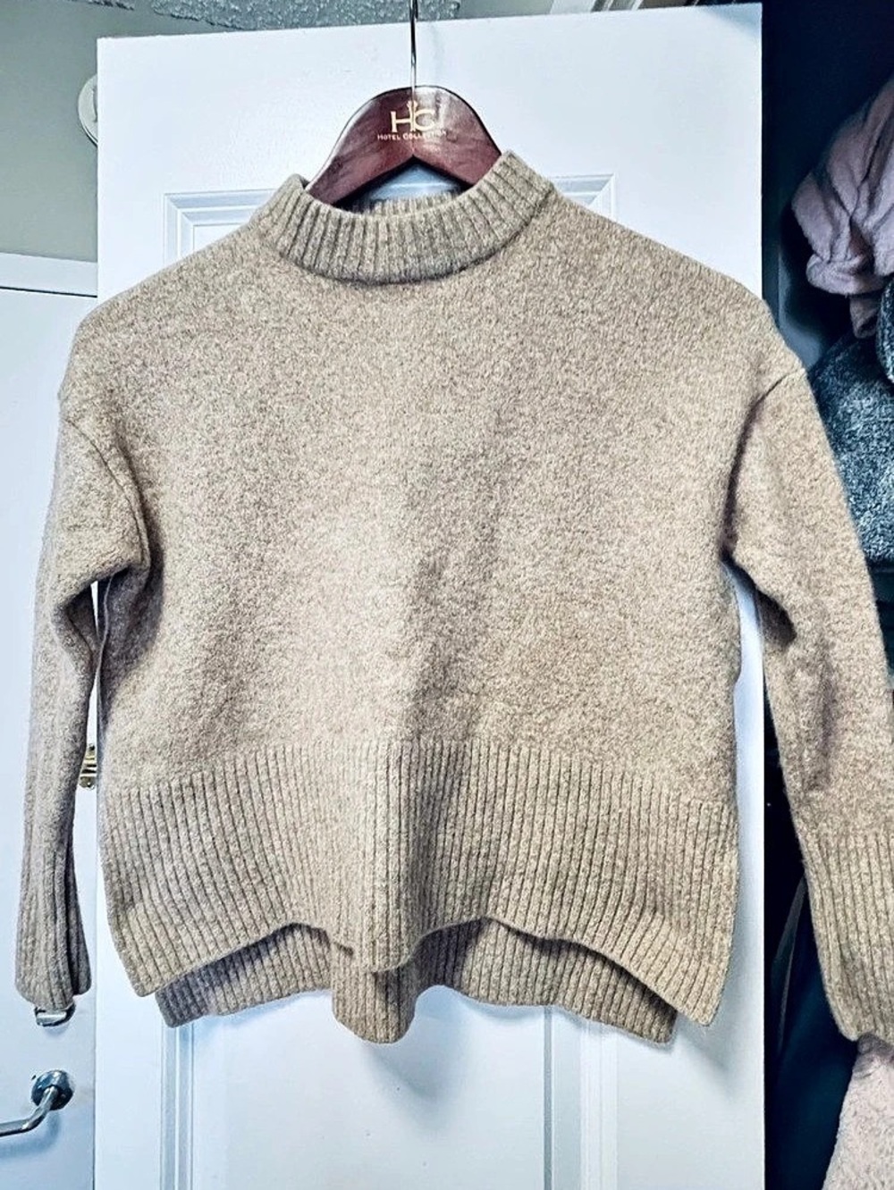 Turtleneck Sweater in light brown wool